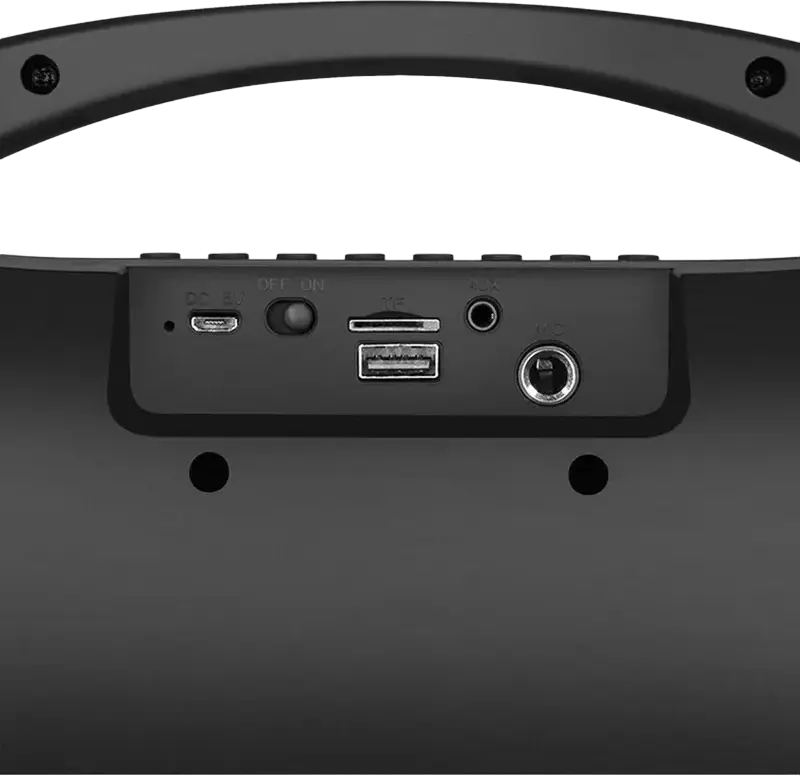 SVEN PS-425 Portable Karaoke Speaker System, 12W RMS, Bluetooth, RGB Backlight, Microphone Input, FM Radio, USB/microSD/AUX, Li-Ion Battery, Color: Black