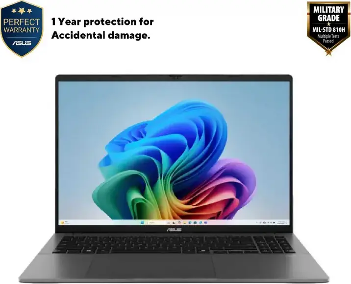 ASUS Vivobook S 16 OLED M3607HA Laptop, AMD Ryzen 7, 16GB DDR5 RAM, 1TB SSD, 16" WUXGA OLED Display, IR FHD Webcam, Aluminum, Matte Gray, No OS