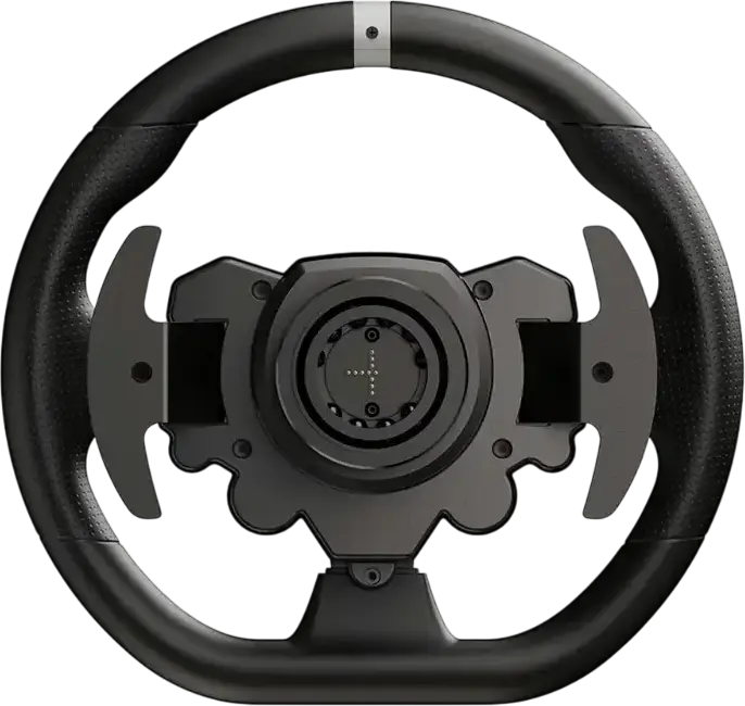 MOZA Racing ESX Steering Wheel for PC and Xbox, 280mm ISF PU Face Plate, 22 Customizable Buttons, Dual Joysticks, RGB LED RPM Indicator, Black