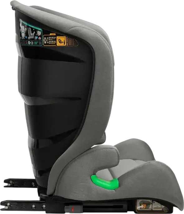 Caretero Nimbus Car Seat Group 2/3, Graphite, i-Size ECE R129, 15-36 kg, 100-150 cm, 4-12 Years, Isofix and Belt Installation, 11-Position Adjustable Headrest