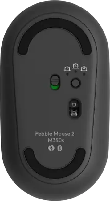 Mouse Wireless Logitech Pebble Mouse 2 M350S (MR0103) Bluetooth, Tonal Graphite, Senzor Optic 400-4000 DPI, Silent Touch, Ambidextrous, Compatibil Logi Bolt, Design Slim, Baterie pentru 24 Luni
