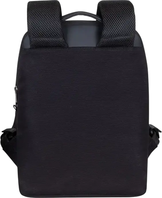Rivacase Cardiff 8521 Unisex Laptop Backpack for 13.3" MacBook Air/Pro, 10.5" Tablet & iPad Pro 12.9", Faux Leather & Canvas, Anti-theft Lock, Color: Black, 8L