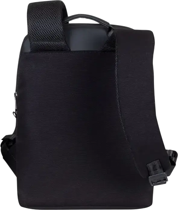 Rivacase Cardiff 8521 Unisex Laptop Backpack for 13.3" MacBook Air/Pro, 10.5" Tablet & iPad Pro 12.9", Faux Leather & Canvas, Anti-theft Lock, Color: Black, 8L