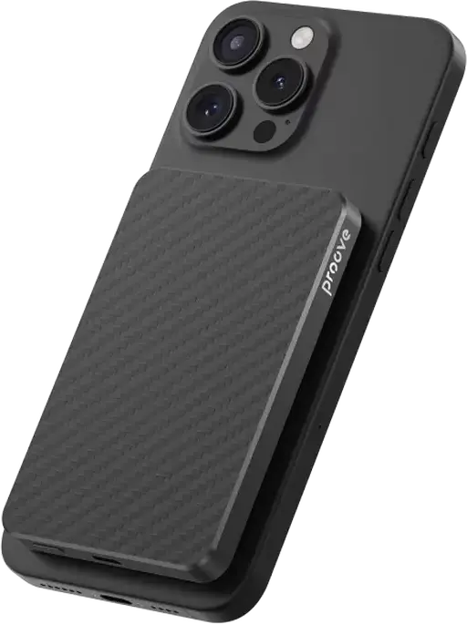 Proove Carbon Slim 20W Power Bank 5000mAh, Black, PD3.1 QC3.0 Fast Charging, 15W Wireless Qi Charging, Kevlar and Aluminum Alloy, Ultra Slim Portable Battery