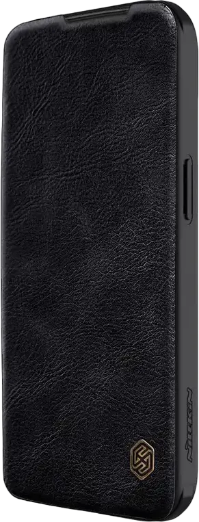 Husa Nillkin Qin Pro pentru iPhone 15 Pro Max, Cover Tip Carte din Piele PU Premium si Policarbonat cu Protectie Glisanta pentru Camera si Sloturi pentru Carduri, Negru