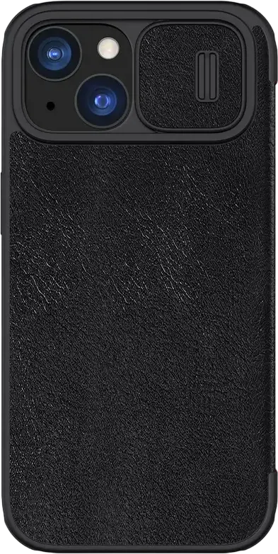 Husa Nillkin Qin Pro pentru iPhone 15 Pro Max, Cover Tip Carte din Piele PU Premium si Policarbonat cu Protectie Glisanta pentru Camera si Sloturi pentru Carduri, Negru