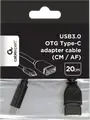 Адаптер OTG Cablexpert A-OTG-CMAF3-01 USB 3.0, кабель USB Type-C (папа) — USB Type-A (мама), скорость передачи данных до 5 Гбит/с, совместим с USB 2.0, черный, 20 см