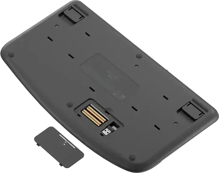 Tastatură ergonomică compactă wireless Logitech Wave Keys for Business Y-R0096, Bluetooth LE 5.1 și receptor Logi Bolt USB, sprijitor palmă integrat, Culoare: Grafit