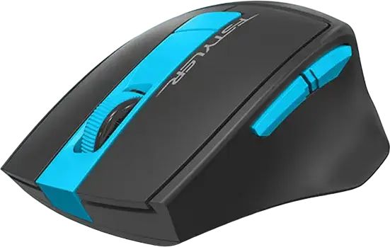 A4Tech Fstyler FG30S Wireless Silent Mouse, Grey/Blue, 2.4 GHz, Adjustable 1200/1600/2000 DPI, Ergonomic Anti-Slippery Grip, Auto Power Saving, USB Receiver