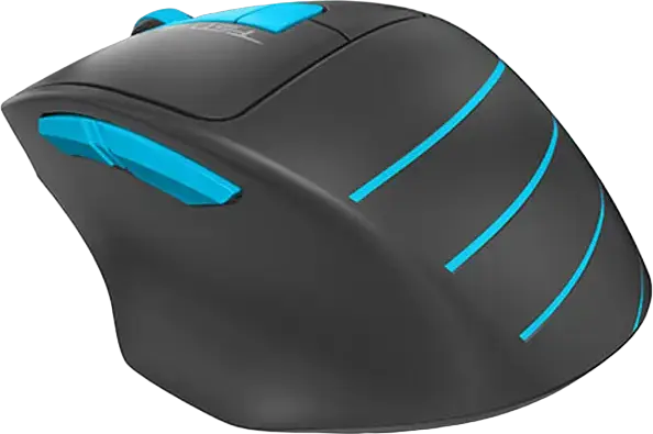 A4Tech Fstyler FG30S Wireless Silent Mouse, Grey/Blue, 2.4 GHz, Adjustable 1200/1600/2000 DPI, Ergonomic Anti-Slippery Grip, Auto Power Saving, USB Receiver