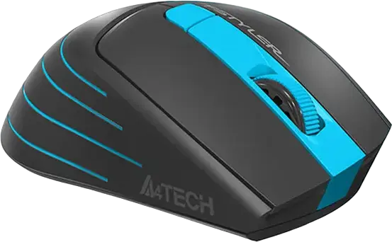 A4Tech Fstyler FG30S Wireless Silent Mouse, Grey/Blue, 2.4 GHz, Adjustable 1200/1600/2000 DPI, Ergonomic Anti-Slippery Grip, Auto Power Saving, USB Receiver