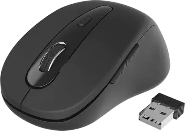 Gembird MUSW-6B-01 Wireless Optical Mouse, 800/1200/1600 DPI Adjustable, 6 Buttons with Browser Navigation, 2.4 GHz Nano USB Receiver, Black