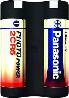 Panasonic 2CR5 Lithium Battery 6V 1400mAh Primary Li-MnO2 for Digital Cameras, Tactical Flashlights and Home Security Systems