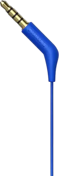 Проводные внутриканальные наушники Philips TAE1105 с микрофоном, неодимовые динамические драйверы 8.6 мм, плоский кабель, встроенный пульт, разъем 3.5 мм, синий