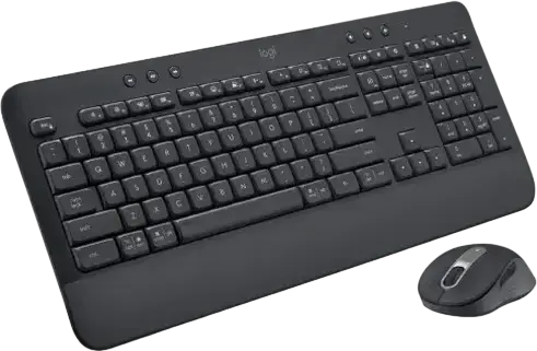 Set Tastatură și Mouse Wireless Logitech Signature MK650 Combo for Business, Logi Bolt și Bluetooth BLE, SmartWheel, Dimensiune Completă, Grafit, Switch-uri Plunger