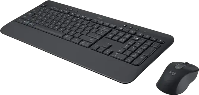 Set Tastatură și Mouse Wireless Logitech Signature MK650 Combo for Business, Logi Bolt și Bluetooth BLE, SmartWheel, Dimensiune Completă, Grafit, Switch-uri Plunger