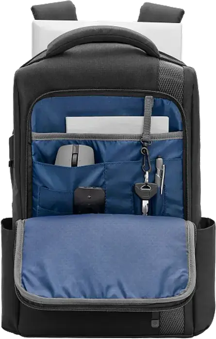 HP Renew Executive Laptop Backpack for 16 inch Laptops, Water-resistant Recycled Polyester, Expandable Capacity, RFID-blocking Pocket, USB-C Port, Black