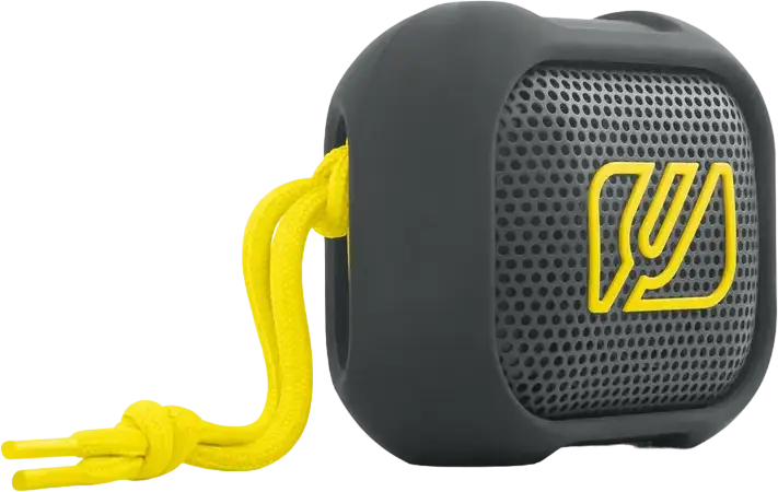 MUSE M-368 BTY Jobsite Bluetooth Speaker, 5W Output, IPX4 Splash Proof, Stereo Pairing, Hands-free, USB-C Rechargeable 800mAh Battery, Color: Dark Grey/Yellow