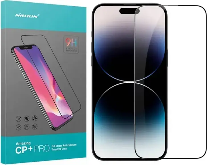 Nillkin CP+ Pro Tempered Glass Screen Protector for iPhone 15 Pro Max, 9H Hardness, 0.33mm 2.5D Edging, Anti-Fingerprint & UV Filtering, Full Glue