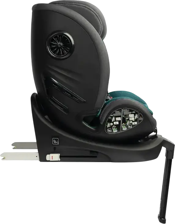 Scaun Auto Caretero Fortis i-Size Rotativ 360 Grade, ISOFIX cu Picior Stabilizator, Standard ECE R129, 40-150 cm / 0-36 kg, Centură de Siguranță în 5 Puncte, Emerald, Poliester