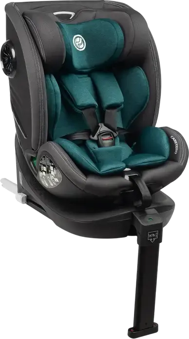 Scaun Auto Caretero Fortis i-Size Rotativ 360 Grade, ISOFIX cu Picior Stabilizator, Standard ECE R129, 40-150 cm / 0-36 kg, Centură de Siguranță în 5 Puncte, Emerald, Poliester