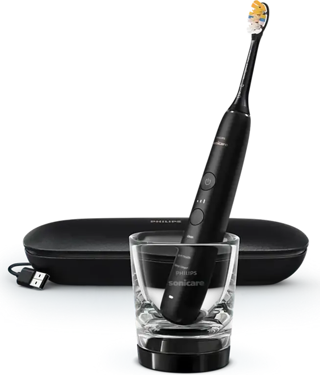 Philips Sonicare DiamondClean 9000 HX9911/17 Sonic Electric Toothbrush, 4 Cleaning Modes, 3 Intensities, A3 All-in-One Brush Head, Charging Glass & Travel Case