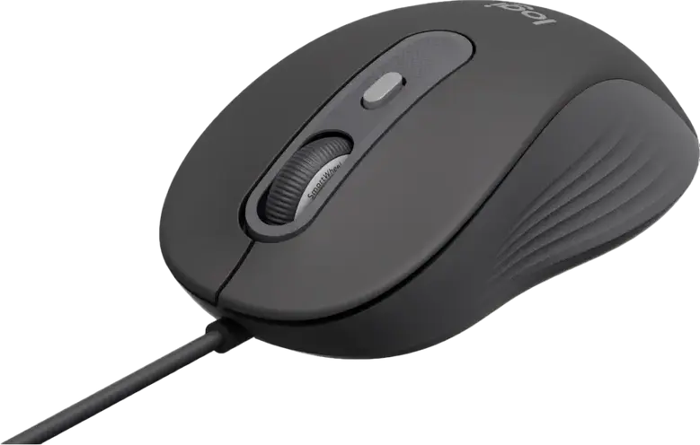 Logitech Signature M520 L Wired Business Mouse, USB-C, 400-4000 DPI Optical Sensor, SmartWheel, Silent Touch Technology, Ambidextrous, Color: Graphite