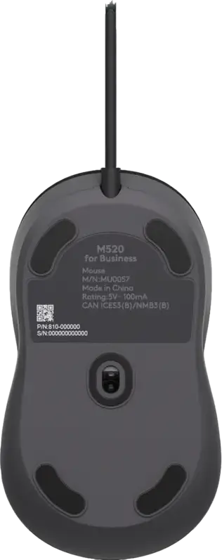 Logitech Signature M520 L Wired Business Mouse, USB-C, 400-4000 DPI Optical Sensor, SmartWheel, Silent Touch Technology, Ambidextrous, Color: Graphite