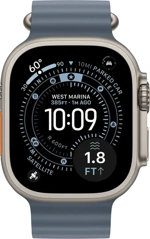 Smartwatch Apple Watch Ultra 3 49mm Carcasă Titan, Albastru Anchor Blue Ocean, GPS Dual-Frecvență, Conectivitate 5G și Satelit, Rezistență Apă WR100, watchOS 26