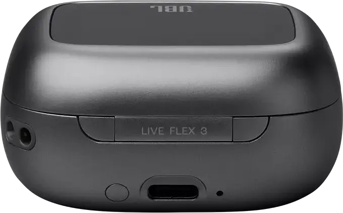 JBL Live Flex 3 True Wireless Open-Stick Earbuds - Black, with 12mm Drivers, True Adaptive Noise Cancelling, 6 Microphones, Touchscreen Charging Case, IP54