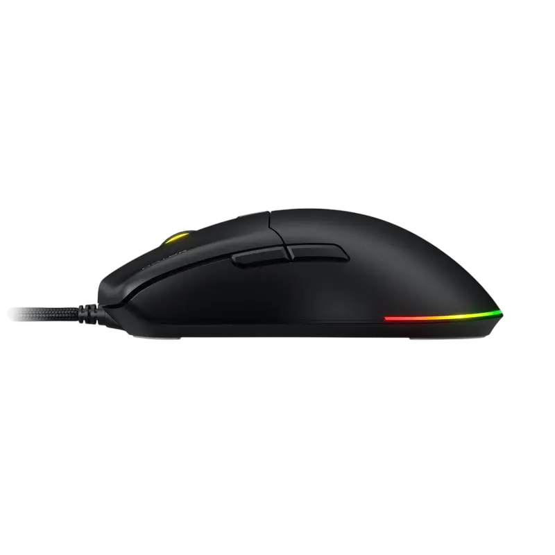 HATOR Pulsar 3 Wired Gaming Mouse, PixArt PMW 3311 Optical Sensor 12000 DPI, HATOR Optical Switches 100M, RGB Lighting, Paracord Cable, 62g, PTFE Glides