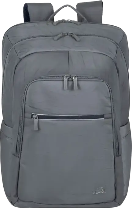 RivaCase 7569 Alpendorf ECO Laptop Backpack for up to 17.3 inch Laptops, RPET Eco-Friendly Polyester, Grey, Padded Compartment, Reflective Zipper