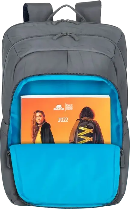 RivaCase 7569 Alpendorf ECO Laptop Backpack for up to 17.3 inch Laptops, RPET Eco-Friendly Polyester, Grey, Padded Compartment, Reflective Zipper
