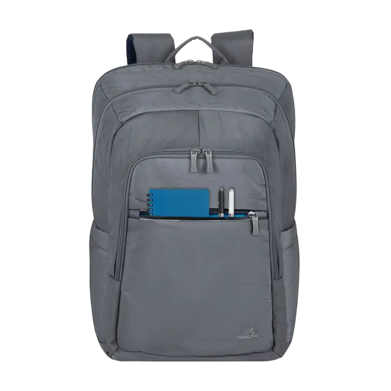 RivaCase 7569 Alpendorf ECO Laptop Backpack for up to 17.3 inch Laptops, RPET Eco-Friendly Polyester, Grey, Padded Compartment, Reflective Zipper