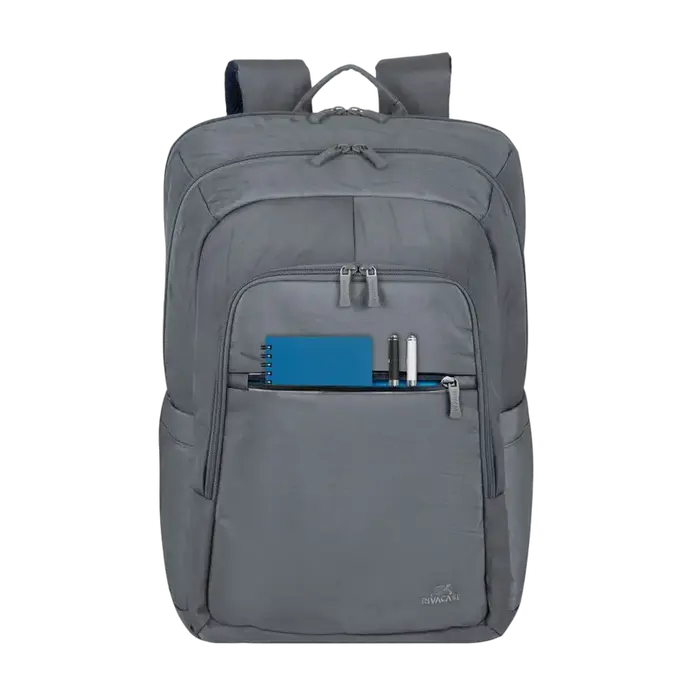 RivaCase 7569 Alpendorf ECO Laptop Backpack for up to 17.3 inch Laptops, RPET Eco-Friendly Polyester, Grey, Padded Compartment, Reflective Zipper