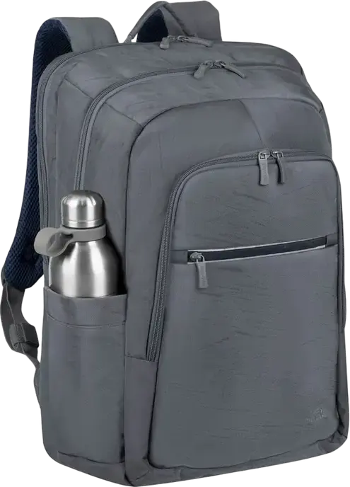 RivaCase 7569 Alpendorf ECO Laptop Backpack for up to 17.3 inch Laptops, RPET Eco-Friendly Polyester, Grey, Padded Compartment, Reflective Zipper