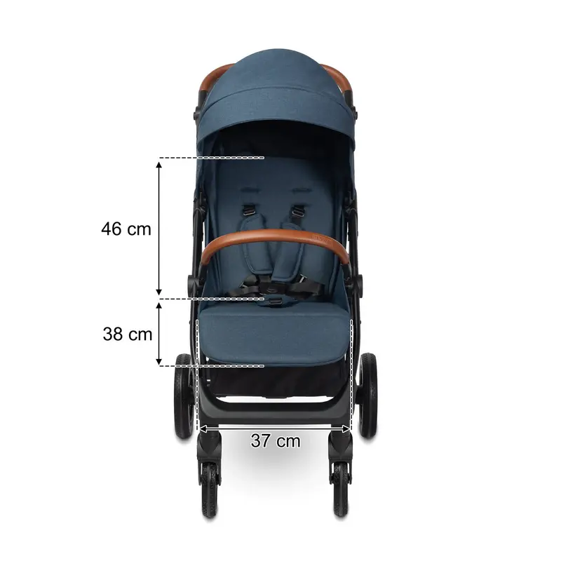 Căruța pentru bebeluși Caretero Elma, Albastru, 0 luni - 4 ani, Max 22kg, Roți EVA cu amortizare, Centură de siguranță în 5 puncte, Cu Ploaie și Huscă pentru picioare