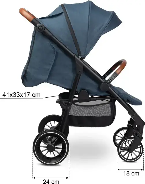 Căruța pentru bebeluși Caretero Elma, Albastru, 0 luni - 4 ani, Max 22kg, Roți EVA cu amortizare, Centură de siguranță în 5 puncte, Cu Ploaie și Huscă pentru picioare