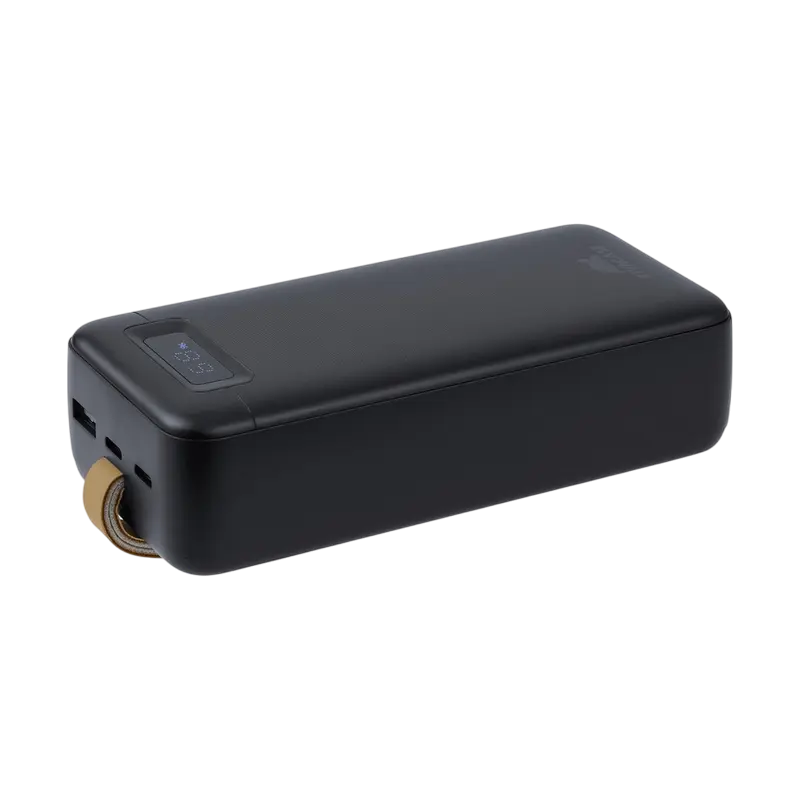 Rivacase VA1083 Power Bank 30000mAh 65W PD 3.0 QC 3.0 Fast Charge Battery for Laptops and Smartphones, LCD Display, 2x USB-C 1x USB-A, Color: Black