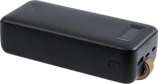 Rivacase VA1083 Power Bank 30000mAh 65W PD 3.0 QC 3.0 Fast Charge Battery for Laptops and Smartphones, LCD Display, 2x USB-C 1x USB-A, Color: Black