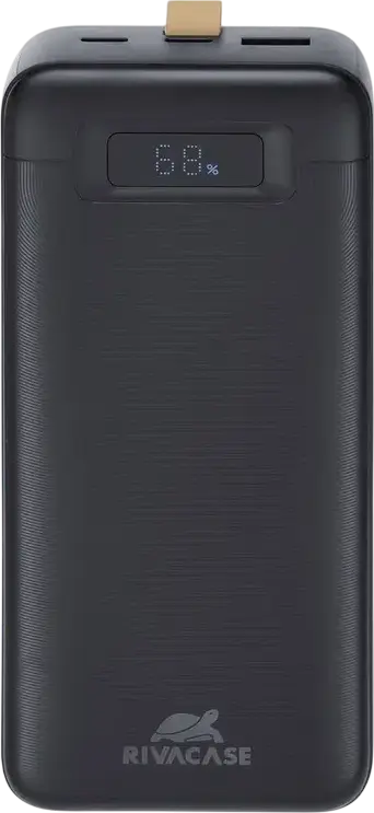Rivacase VA1083 Power Bank 30000mAh 65W PD 3.0 QC 3.0 Fast Charge Battery for Laptops and Smartphones, LCD Display, 2x USB-C 1x USB-A, Color: Black