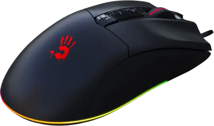 Bloody ES9 Plus Gaming Mouse, BC3332-A Sensor 10,000 DPI, 8000 fps, 7 Buttons, 15-Zone RGB Lighting, 512K Onboard Memory, Wired USB, Black