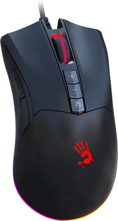 Bloody ES9 Plus Gaming Mouse, BC3332-A Sensor 10,000 DPI, 8000 fps, 7 Buttons, 15-Zone RGB Lighting, 512K Onboard Memory, Wired USB, Black