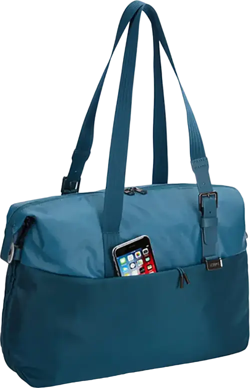 Thule Spira Horizontal Tote Bag for Women, 20L Capacity, Polyester Nylon and Full-grain Leather, Fits up to 15.6" Laptop, Tablet Pocket, Expandable Design, Blue