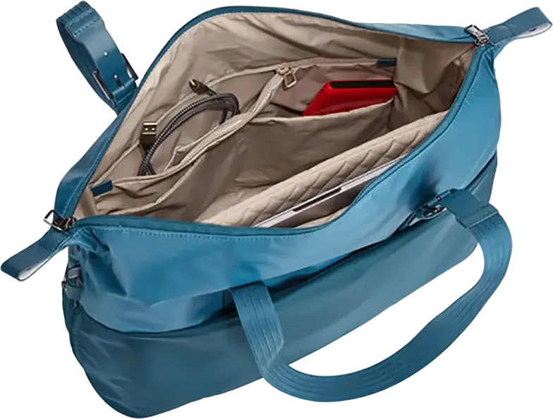 Thule Spira Horizontal Tote Bag for Women, 20L Capacity, Polyester Nylon and Full-grain Leather, Fits up to 15.6" Laptop, Tablet Pocket, Expandable Design, Blue