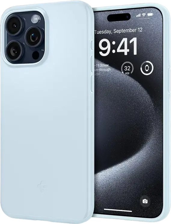 Spigen Thin Fit Case for iPhone 15 Pro 6.1", Dark Blue, Slim Hybrid PC TPU Protective Cover with Air Cushion Technology, Matte Finish, Wireless Charging Support