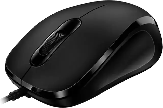 Genius DX-101 Wired Optical Mouse, 1200 DPI Sensor, Ambidextrous Comfort Contour Design, 3 Buttons with Scroll Wheel, USB Interface, Color: Black