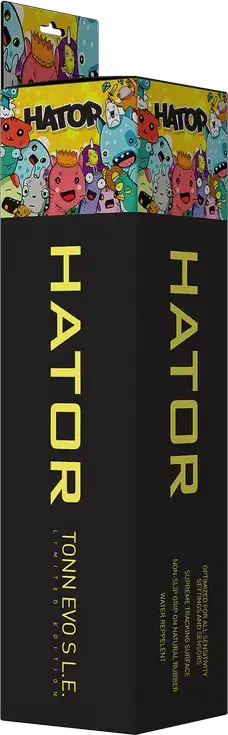 HATOR Tonn EVO Limited Edition HTP-003 Gaming Mouse Pad, Small 290x240x3mm, Multicolor Textile Surface, Non-Slip Rubber Base, Stitched Edges, Water Repellent