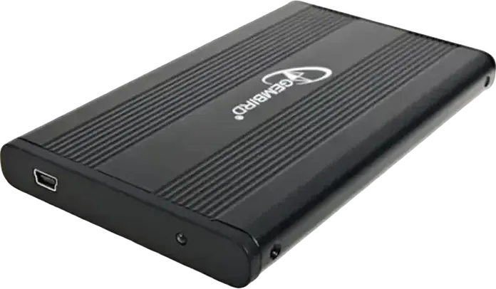 Gembird EE2-U2S-5 External 2.5" SATA HDD SSD Enclosure, USB 2.0 to SATA-3 6Gb/s Interface, Aluminum and ABS Plastic Case with LED Indicator, Color: Black, External Interface: USB 2.0
