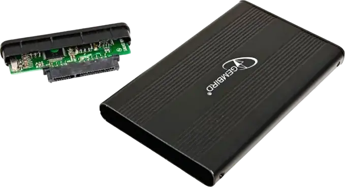 Gembird EE2-U2S-5 External 2.5" SATA HDD SSD Enclosure, USB 2.0 to SATA-3 6Gb/s Interface, Aluminum and ABS Plastic Case with LED Indicator, Color: Black, External Interface: USB 2.0